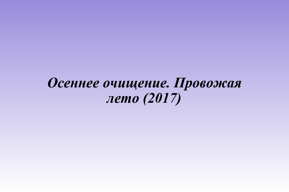 Осеннее очищение. Провожая лето (2017)